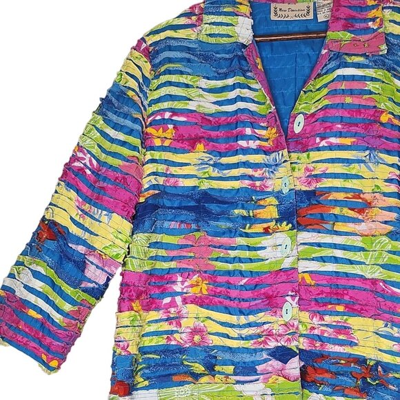New Direction  Floral Patchwork Colorful Jacket XL‎ - Picture 1 of 7